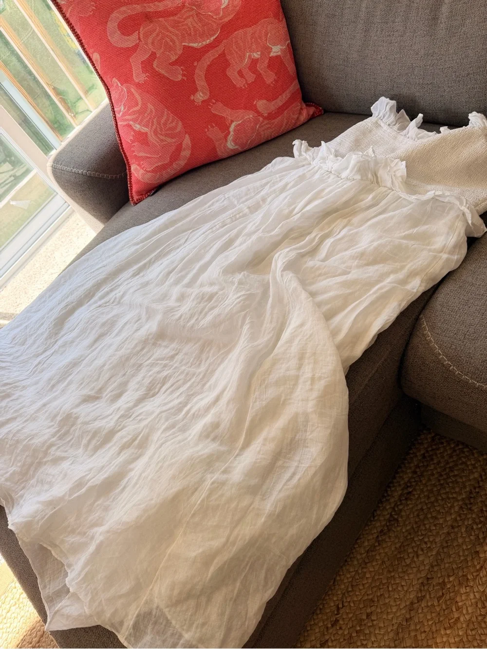 JCREW Size L Ravenna Dress in Ramie White